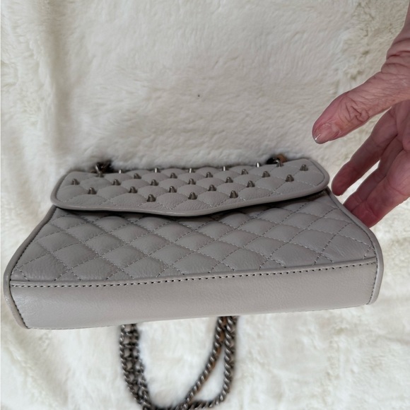 Rebecca Minkoff Grey Quilted Studded Crossbody Mini Chain Bag - Picture 7 of 14